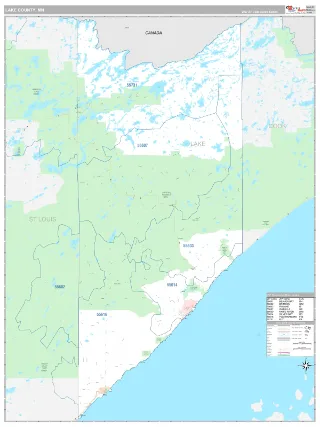 Lake County, MN Classic style ZIP Code wall map
