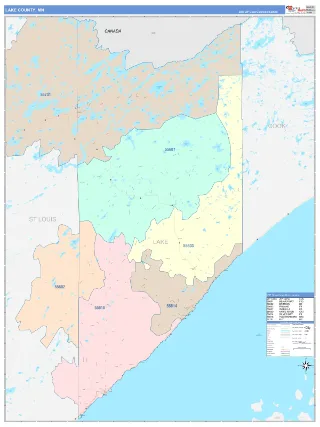 Lake County, MN ColorCast style ZIP Code wall map