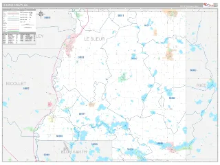 Le Sueur County, MN Classic style ZIP Code wall map
