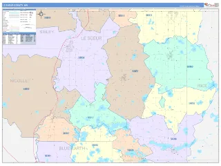 Le Sueur County, MN ColorCast style ZIP Code wall map