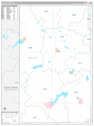 Lincoln County, MN Classic style ZIP Code wall map
