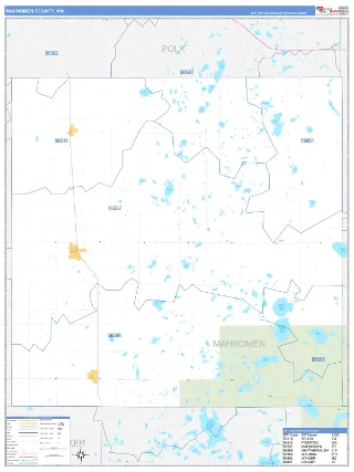 Mahnomen County, MN Business Reference style ZIP Code wall map
