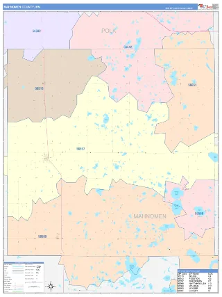 Mahnomen County, MN ColorCast style ZIP Code wall map