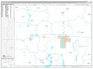 Martin County, MN Classic style ZIP Code wall map