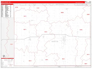 Martin County, MN RedLine style ZIP Code wall map