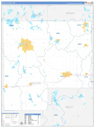 McLeod County, MN Business Reference style ZIP Code wall map