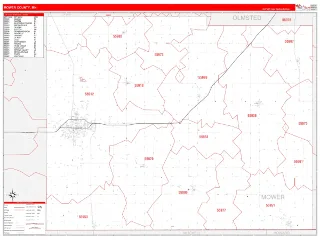 Mower County, MN RedLine style ZIP Code wall map