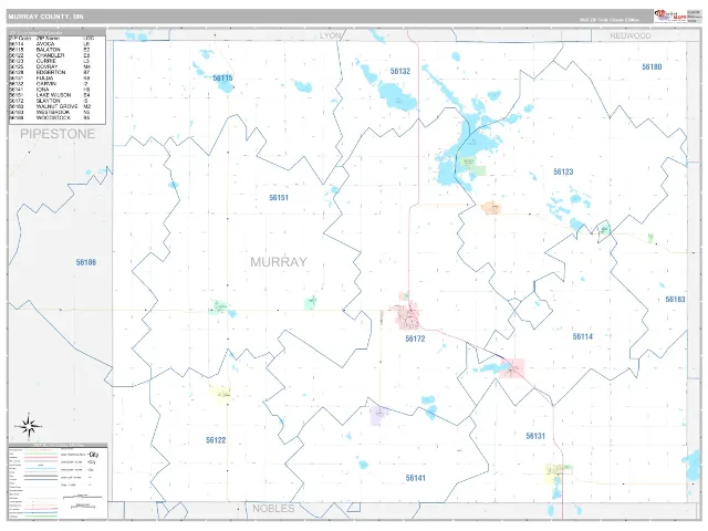 Murray County, MN ZIP Code Wall Map, Classic style
