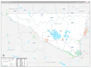 Nicollet County, MN Classic style ZIP Code wall map