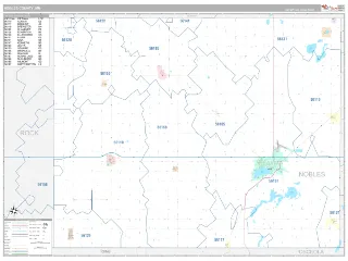 Nobles County, MN Classic style ZIP Code wall map