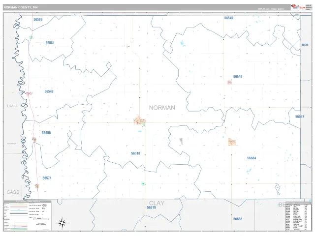 Norman County, MN ZIP Code Wall Map, Classic style