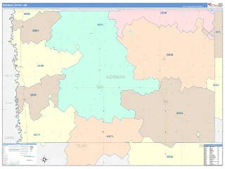 Norman County, MN ColorCast style ZIP Code wall map