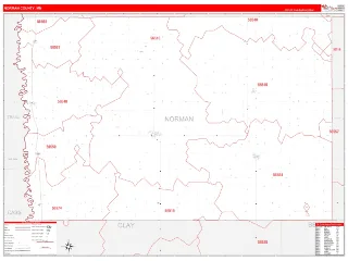 Norman County, MN RedLine style ZIP Code wall map