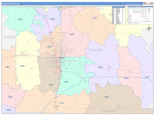 Olmsted County, MN ColorCast style ZIP Code wall map