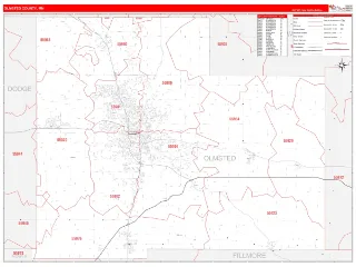Olmsted County, MN RedLine style ZIP Code wall map