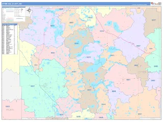 Otter Tail County, MN ColorCast style ZIP Code wall map