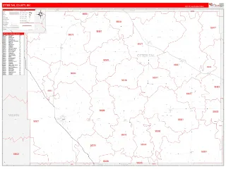 Otter Tail County, MN RedLine style ZIP Code wall map