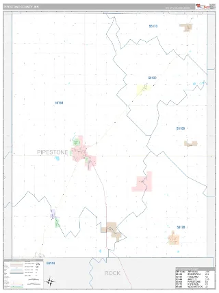 Pipestone County, MN Classic style ZIP Code wall map