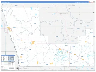 Polk County, MN Business Reference style ZIP Code wall map