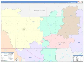 Red Lake County, MN ColorCast style ZIP Code wall map