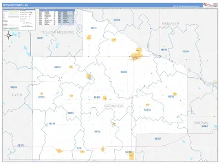 Redwood County, MN Business Reference style ZIP Code wall map