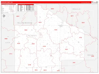 Redwood County, MN RedLine style ZIP Code wall map