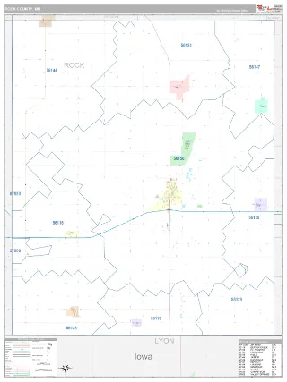 Rock County, MN Classic style ZIP Code wall map