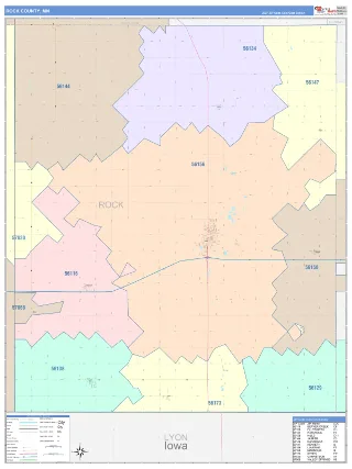 Rock County, MN ColorCast style ZIP Code wall map