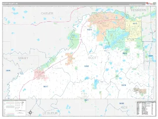 Scott County, MN Classic style ZIP Code wall map
