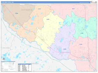 Sherburne County, MN ColorCast style ZIP Code wall map