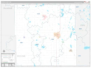 Stevens County, MN Classic style ZIP Code wall map