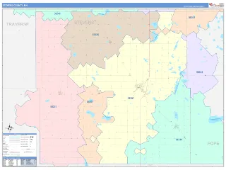 Stevens County, MN ColorCast style ZIP Code wall map