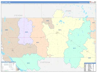 Swift County, MN ColorCast style ZIP Code wall map