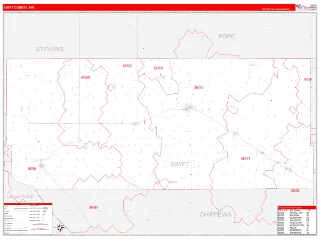 Swift County, MN RedLine style ZIP Code wall map
