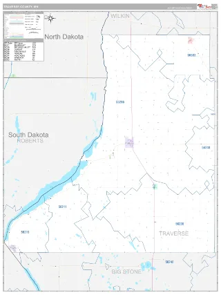 Traverse County, MN Classic style ZIP Code wall map