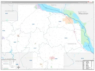 Wabasha County, MN Classic style ZIP Code wall map