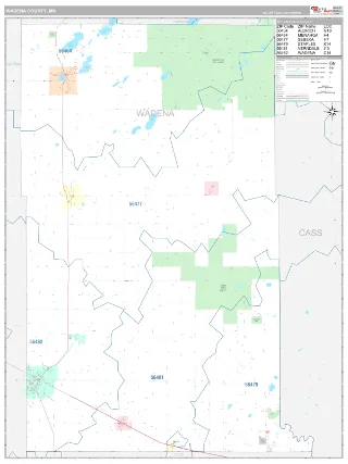Wadena County, MN Classic style ZIP Code wall map