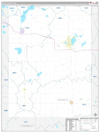 Waseca County, MN Classic style ZIP Code wall map