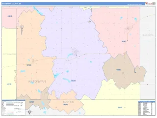 Watonwan County, MN ColorCast style ZIP Code wall map