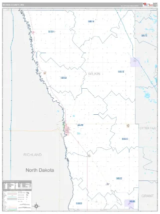 Wilkin County, MN Classic style ZIP Code wall map