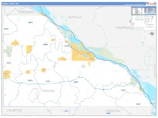 Winona County, MN Business Reference style ZIP Code wall map