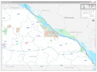 Winona County, MN Classic style ZIP Code wall map
