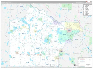 Wright County, MN Classic style ZIP Code wall map