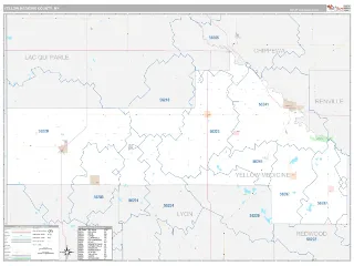 Yellow Medicine County, MN Classic style ZIP Code wall map