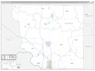 Andrew County, MO Classic style ZIP Code wall map