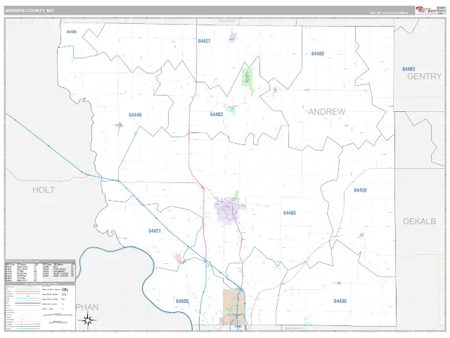 Andrew County, MO ZIP Code Wall Map, Classic style