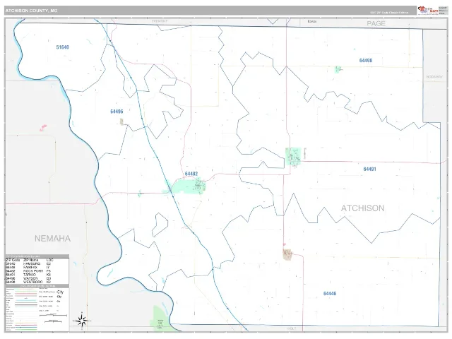 Atchison County, MO ZIP Code Wall Map, Classic style