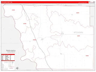 Atchison County, MO RedLine style ZIP Code wall map