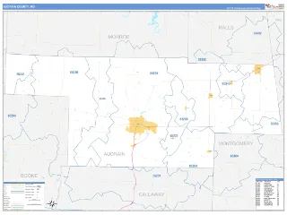 Audrain County, MO Business Reference style ZIP Code wall map