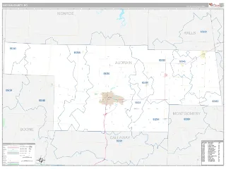 Audrain County, MO Classic style ZIP Code wall map